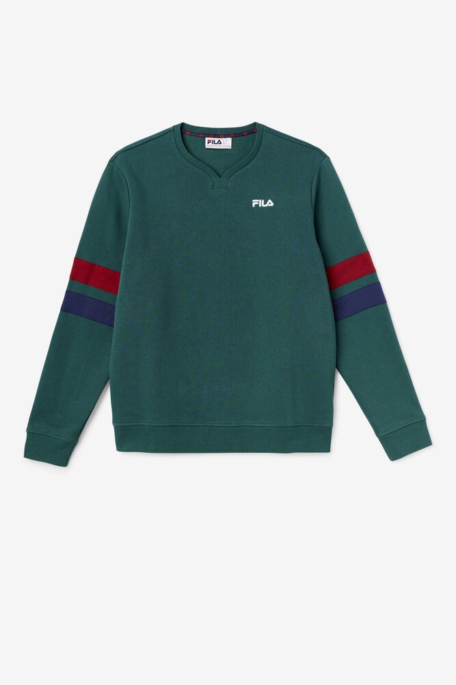 Fila Faneel Crew Green Sweatshirt Mens - NZ 15430-NJXV